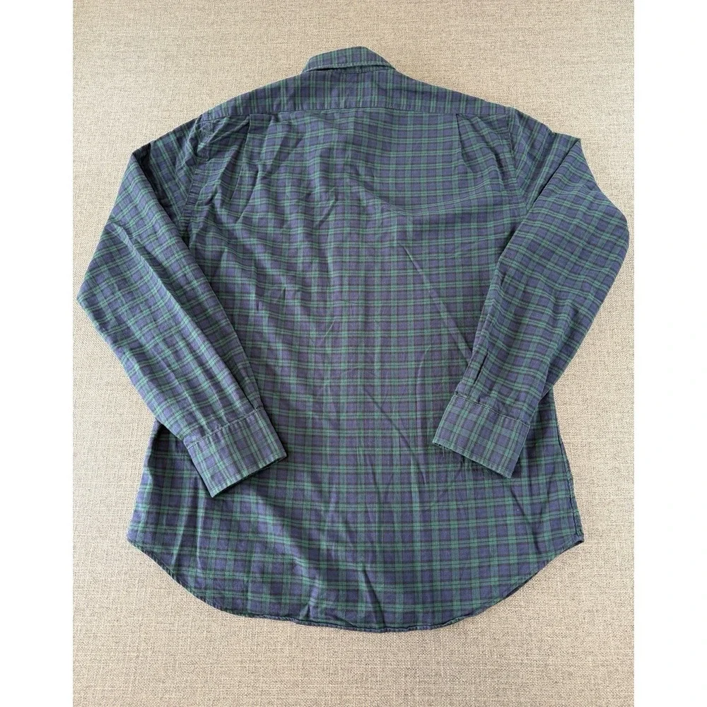 Polo Ralph Lauren Mens Blue Green Plaid Slim Fit Button-Down Shirt‎ Fits Medium